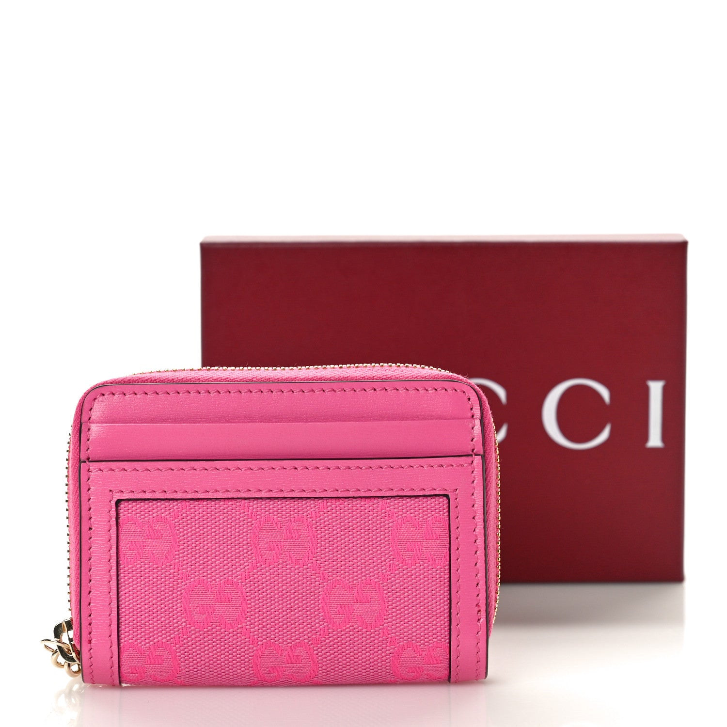 Gucci GG Monogram Scratch Lux Calfskin Luce Mini Card Case Wallet Blossom Rose Dark Blossom 9 of 9