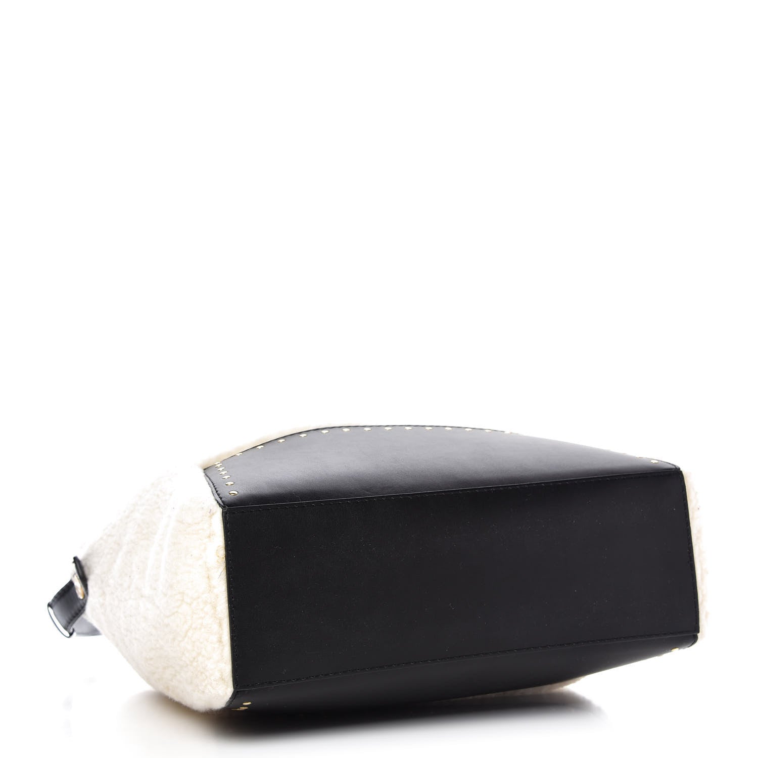 Stella McCartney Eco Alter Nappa Shearling Popper Bucket Bag Black White 4 of 9
