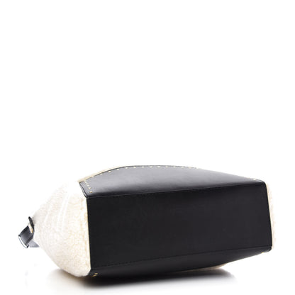 Stella McCartney Eco Alter Nappa Shearling Popper Bucket Bag Black White 4 of 9