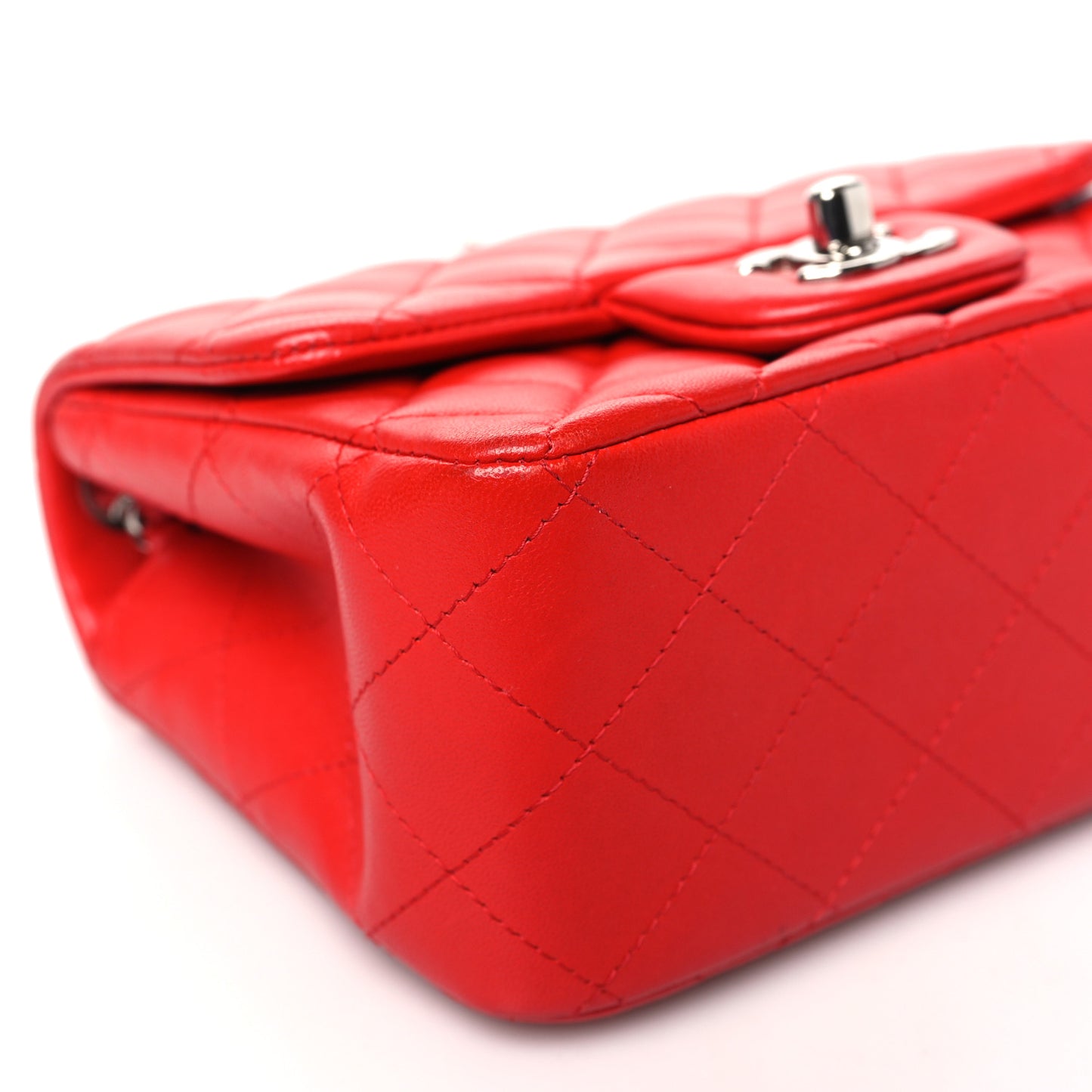 Lambskin Quilted Mini Square Flap Red