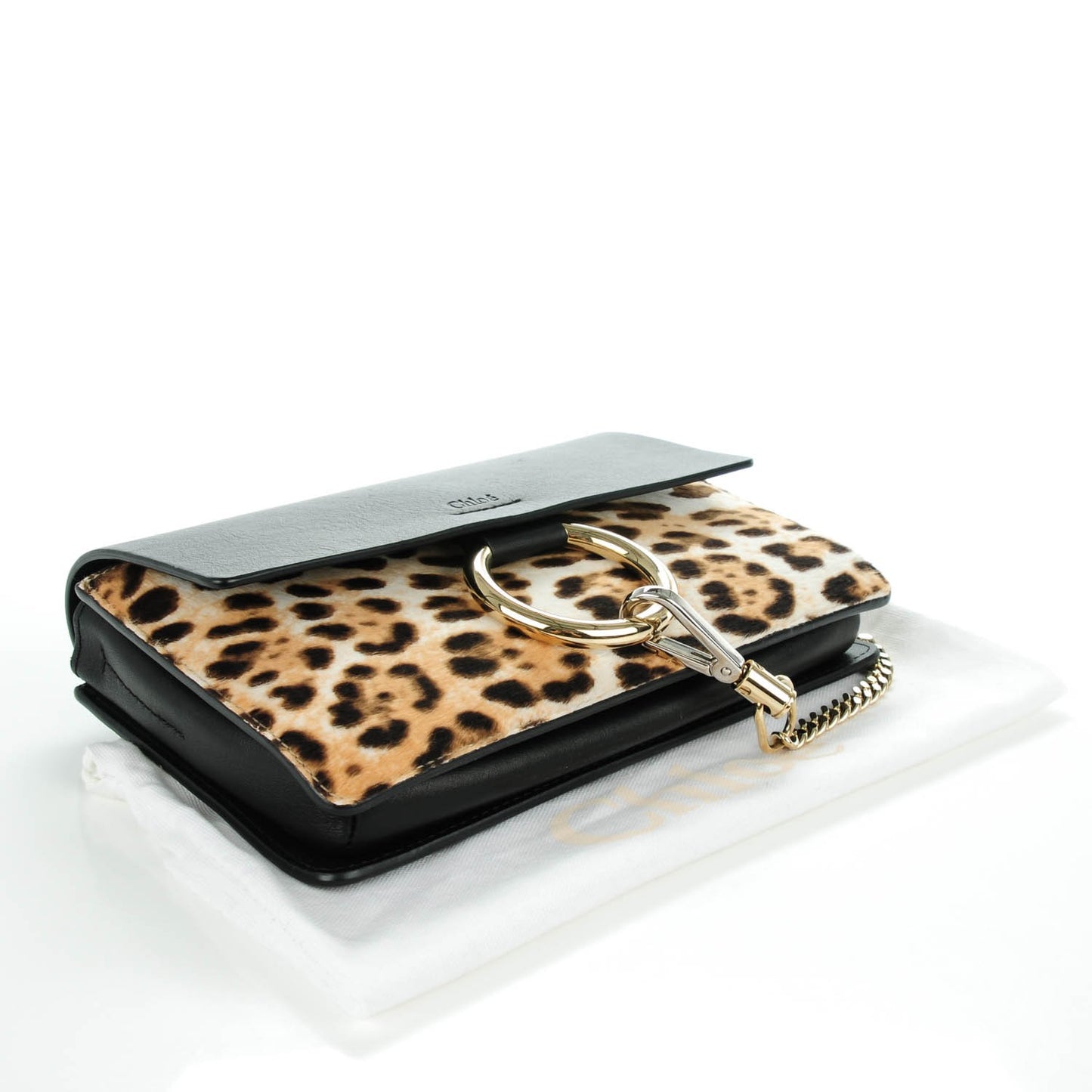 Calfskin Pony Hair Leopard Print Small Faye Shoulder Bag Abstract White