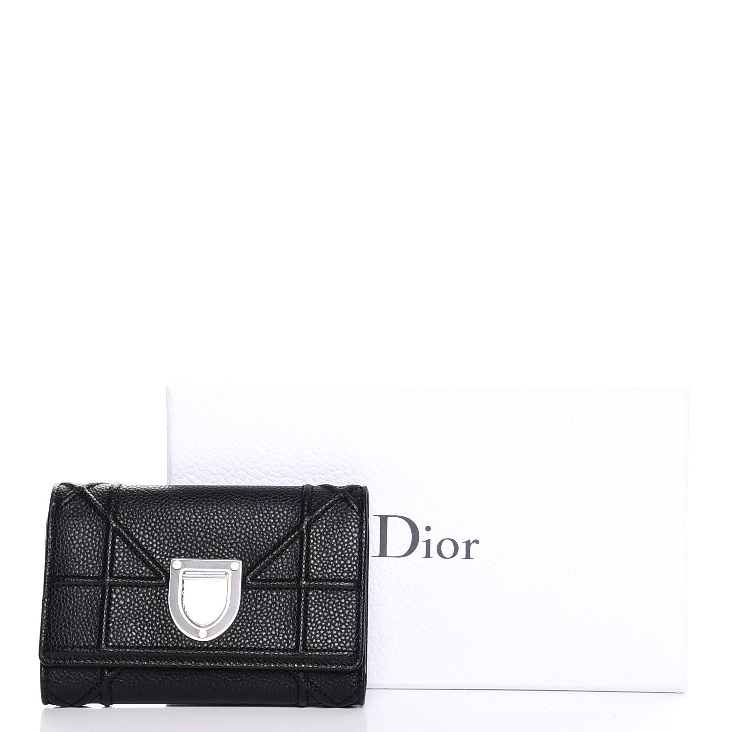 Christian Dior Grained Calfskin Cannage Diorama Elancee Wallet Black 8 of 8