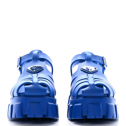 Prada Foam Rubber Metal Triangle Logo Mens Monolith 55mm Cage Sandals 5 Azzurro 2 of 11