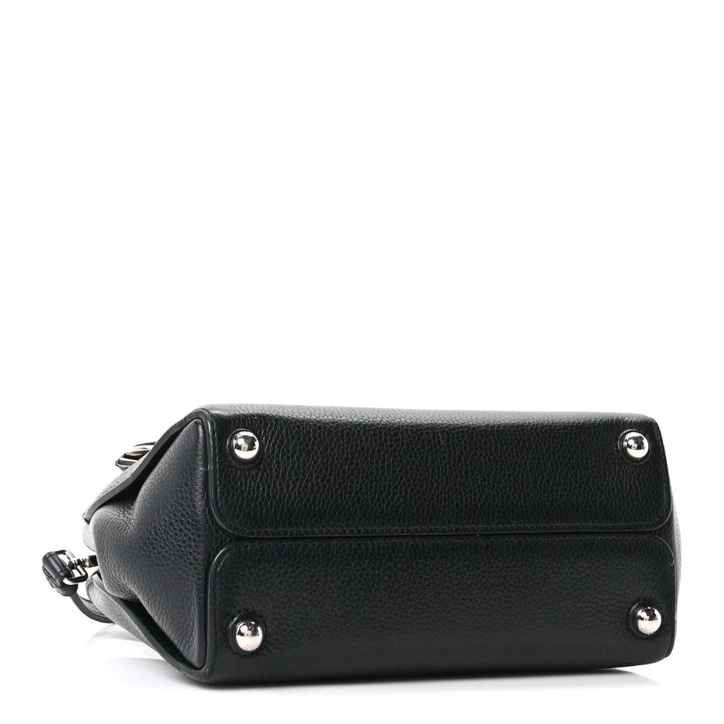 Grained Calfskin Small Open Bar Tote Black