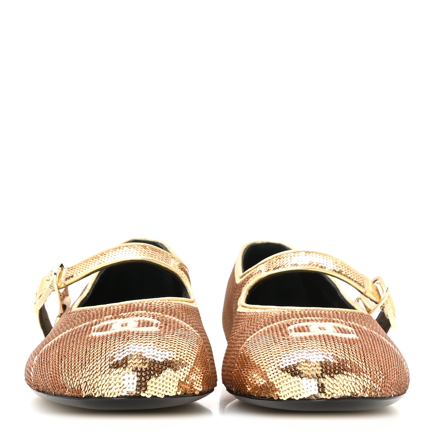 Sequin Mary Jane Flats 39.5 Golden