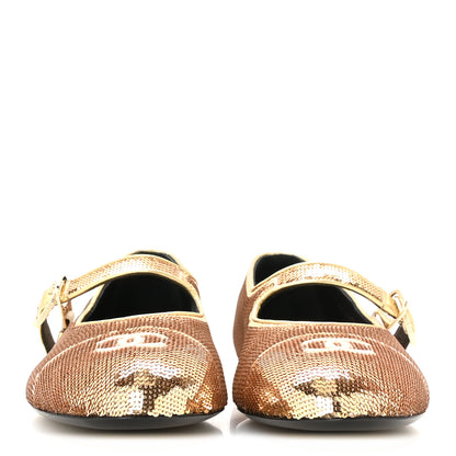 Chanel Sequin Mary Jane Flats 39.5 Golden 3 of 9