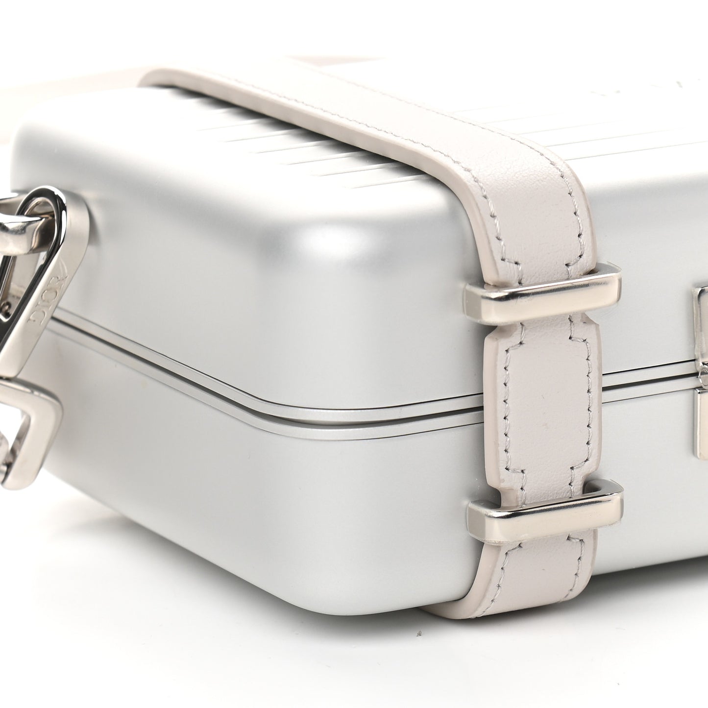 X RIMOWA Aluminum Personal Clutch On Strap Silver