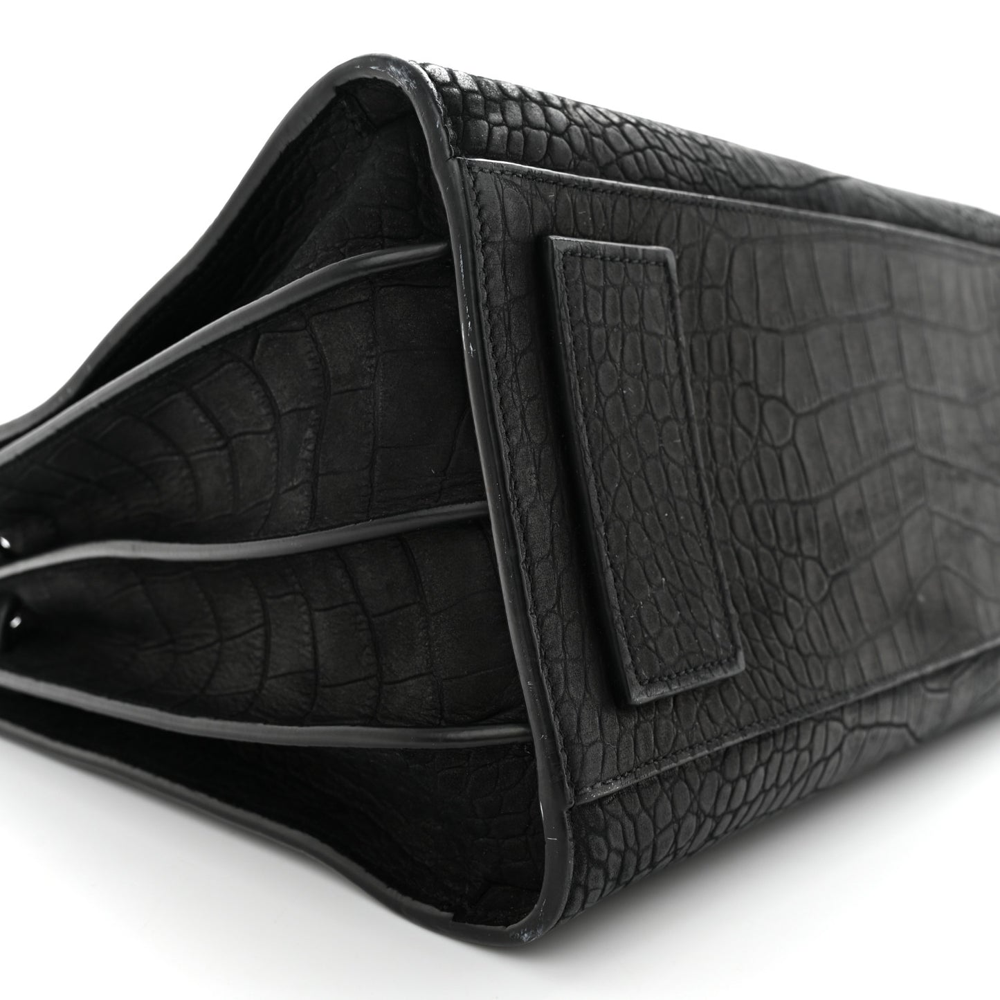 Crocodile Embossed Suede Small Supple Sac de Jour Black