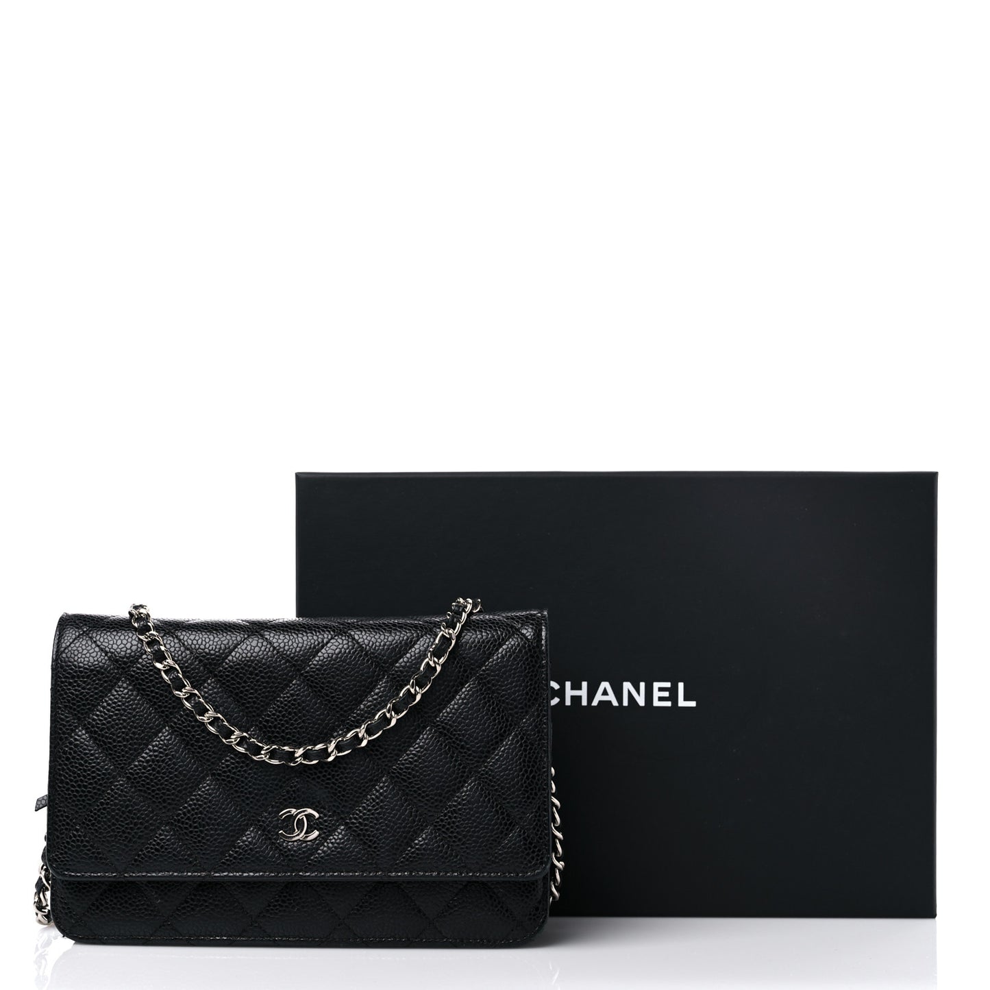 Caviar Quilted Wallet On Chain WOC Black