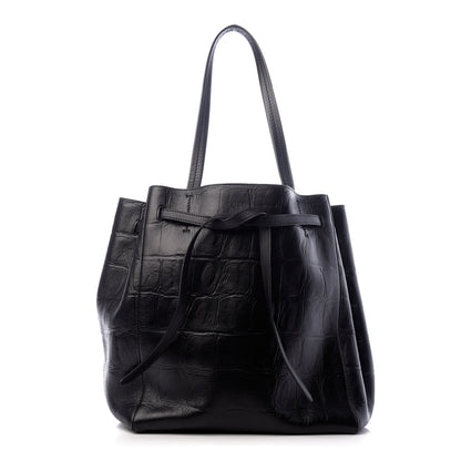 Celine Crocodile Embossed Calfskin Medium Belt Cabas Phantom Black 1 of 9