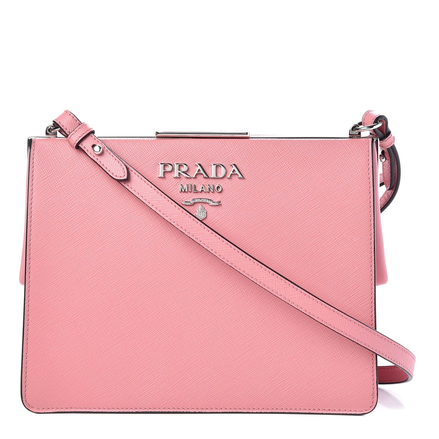 Prada Saffiano City Calf Light Frame Bag Pink 305359 – FASHIONPHILE