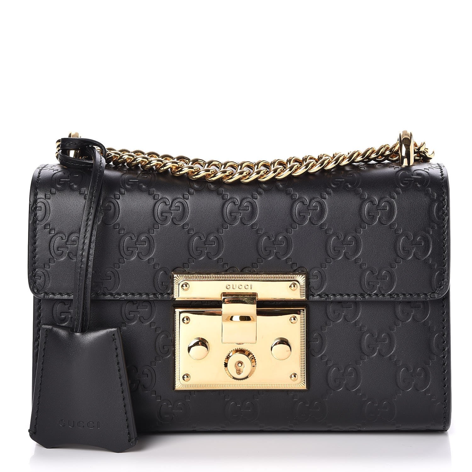 Gucci Guccissima Small Padlock Shoulder Bag Black 1 of 8