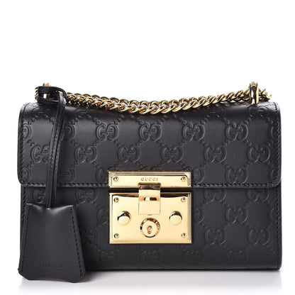 Gucci Guccissima Small Padlock Shoulder Bag Black 1 of 8