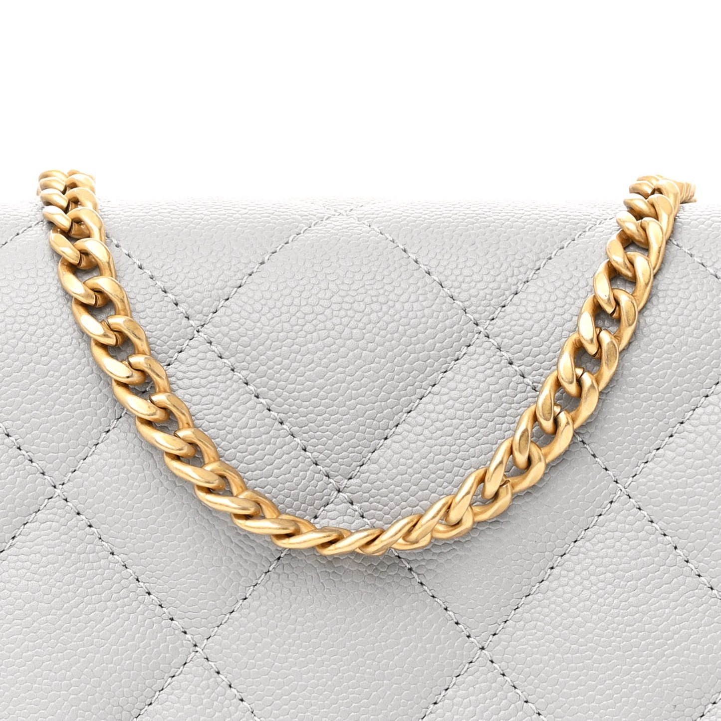 Caviar Quilted Sweetheart Flap Grey
