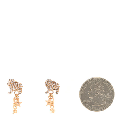 Christian Dior Crystal Diorable Lion Logo Earrings Gold 2 of 4