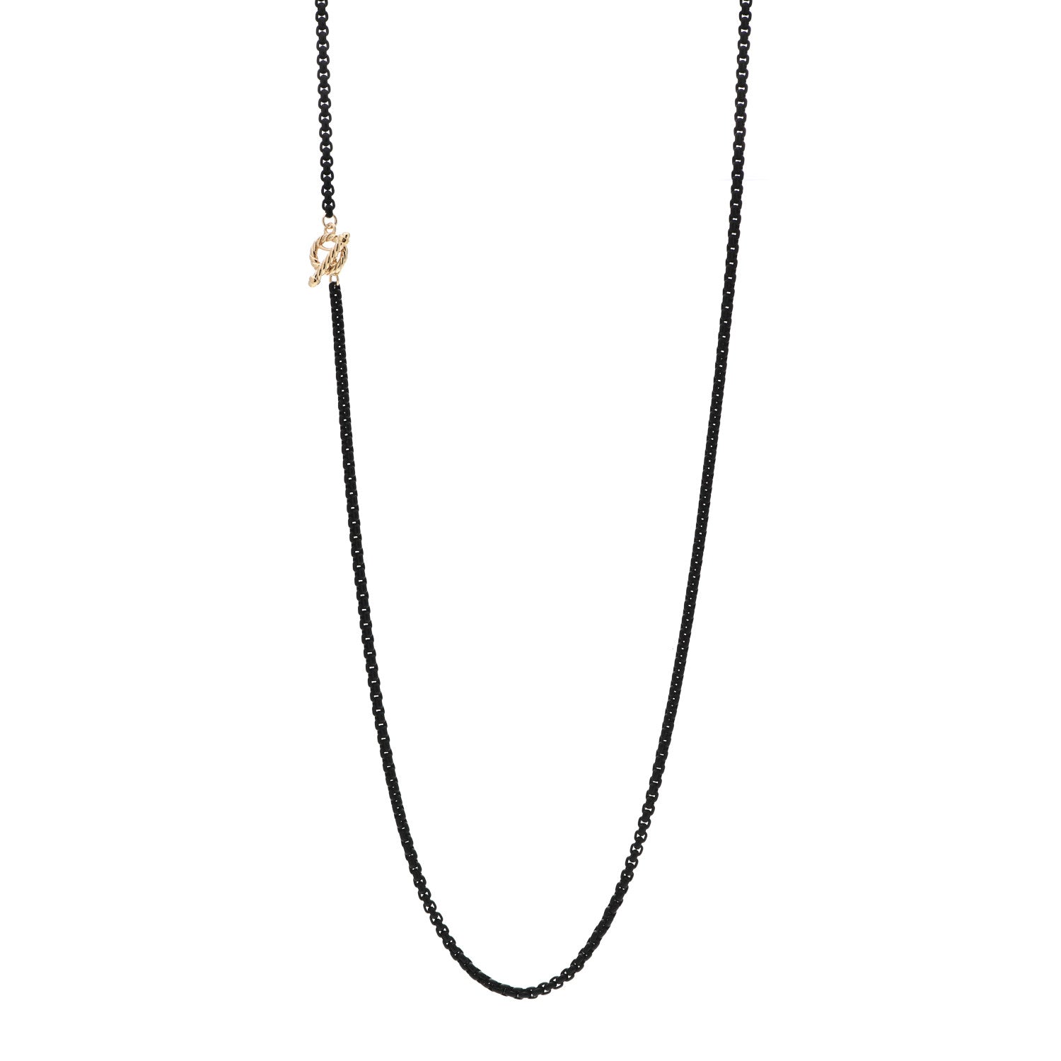 David Yurman Stainless Steel 14K Yellow Gold Acrylic Bel Aire Chain Necklace Black 1 of 7
