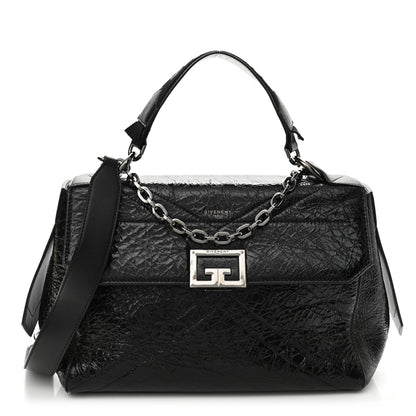 Givenchy Creased Patent Calfskin Medium ID Flap Black 1 of 9