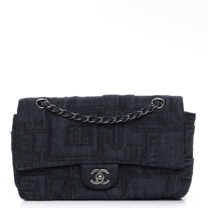 Chanel Denim Embroidered Medium Perfume Bottle Flap Blue 1 of 8