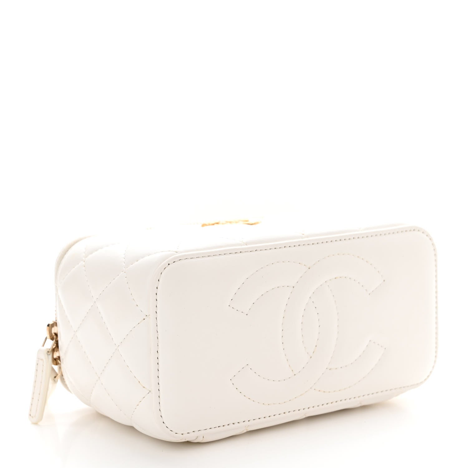 Chanel Lambskin Quilted Small Pillow Crush Vanity Case With Chain White 4 of 10
