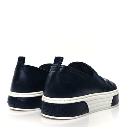 Chanel Lambskin Quilted Womens CC Stroll Sneakers 37 Dark Blue Black 4 of 8