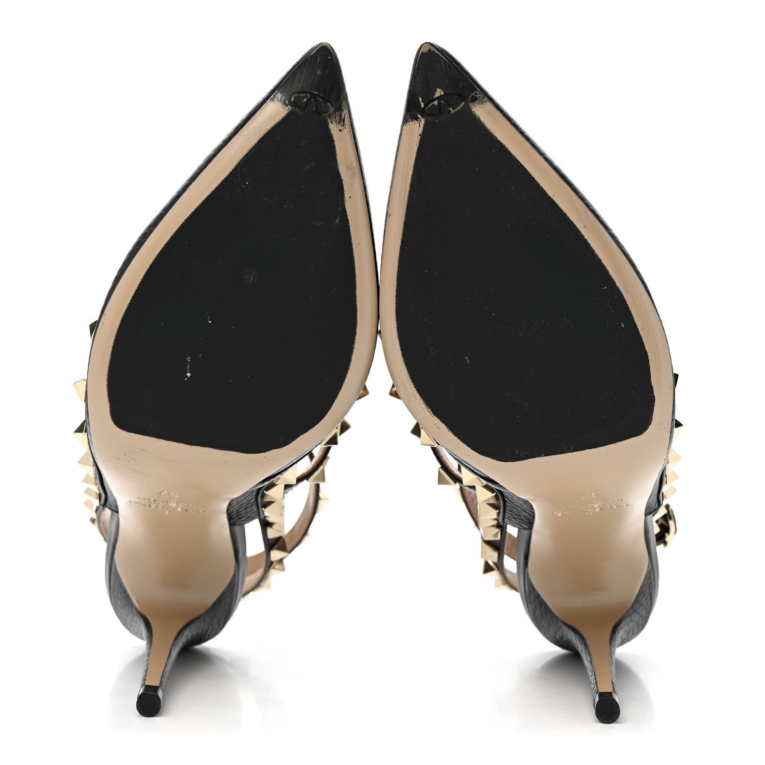 Valentino Garavani Pebbled Calfskin Rockstud Ankle Strap 100mm Pumps 37 Black 6 of 10