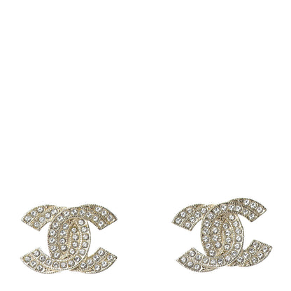 Chanel Crystal Timeless CC Earrings Light Gold 1 of 4