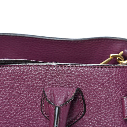 Burberry Derby Calfskin House Check Medium Banner Tote Dark Plum 25 of 27