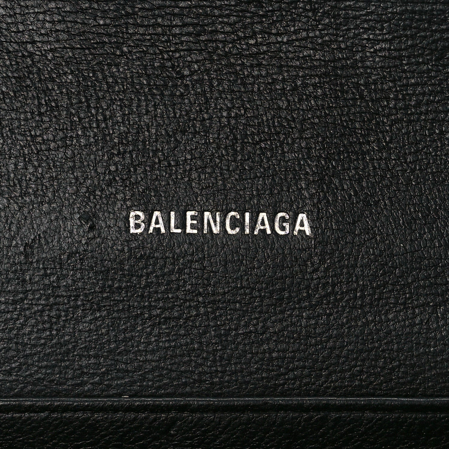 Balenciaga Grained Calfskin Logo Cash Phone Holder Wallet On Chain Black White 6 of 10