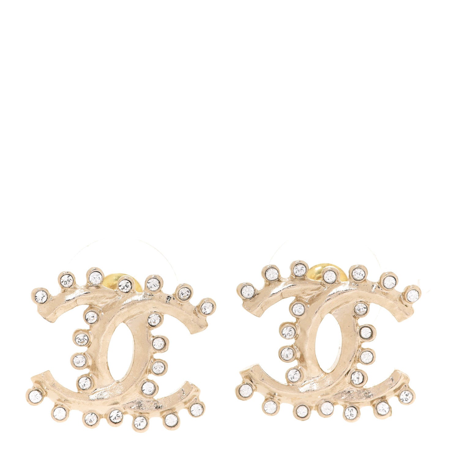 Chanel Crystal CC Earrings Gold 1 of 5