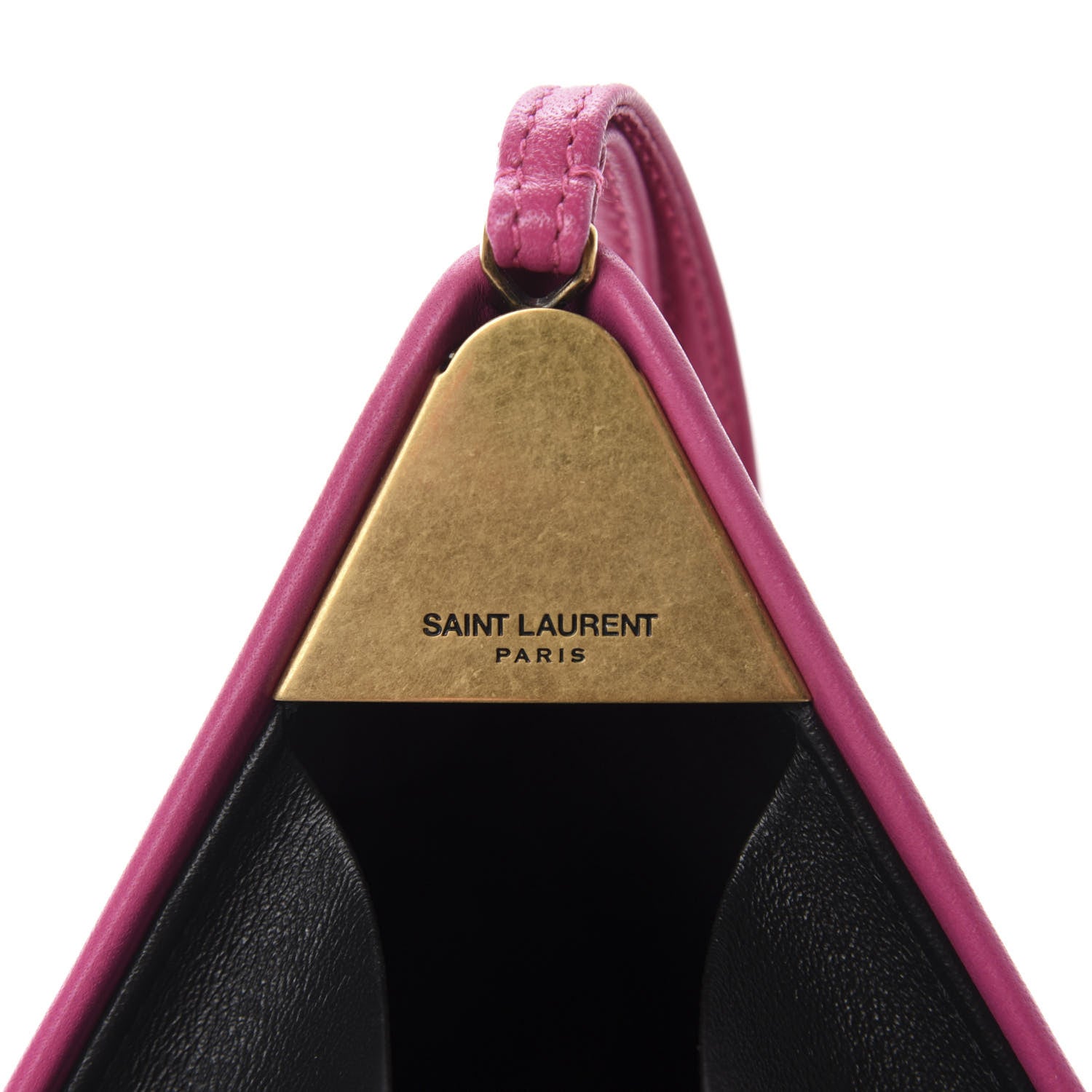 Saint Laurent Lambskin Pyramid Clutch Lipstick Fuchsia 6 of 8