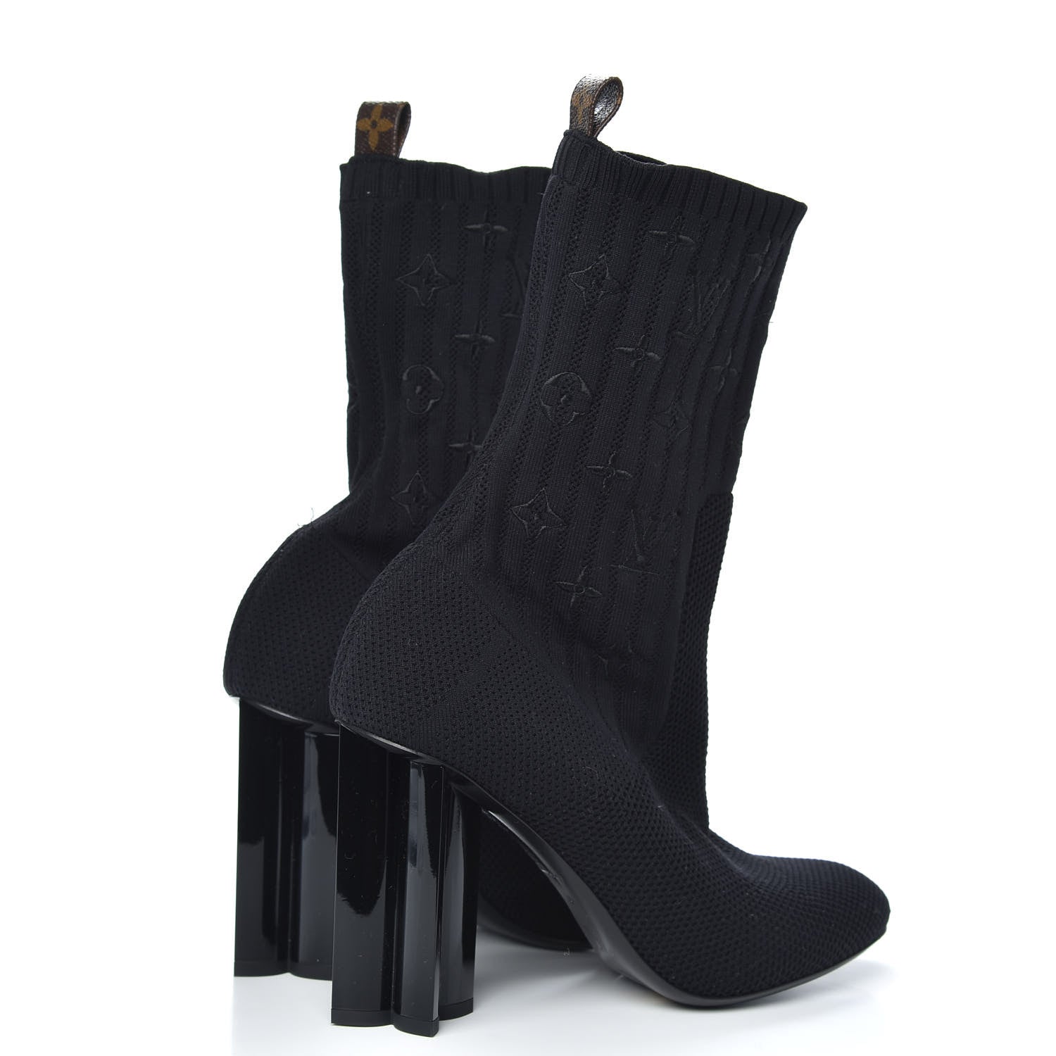 Louis Vuitton Monogram Stretch Fabric Silhouette Ankle Boots 41 Black 4 of 8