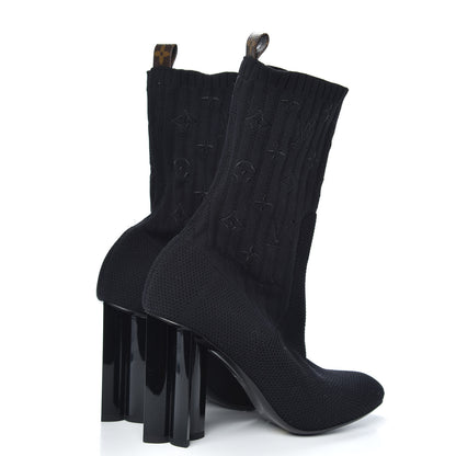 Louis Vuitton Monogram Stretch Fabric Silhouette Ankle Boots 41 Black 4 of 8
