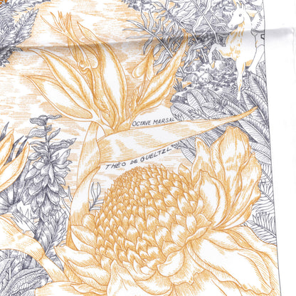 Hermes Silk Faubourg Tropical Scarf 90 Sepia White Caramel 5 of 6