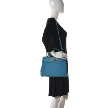 Hermes Togo Kelly Retourne 32 Turquoise 2 of 11