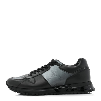 Louis Vuitton Iridescent Textile Monogram Calfskin Mens Run Away Sneakers 10 Black 1 of 11