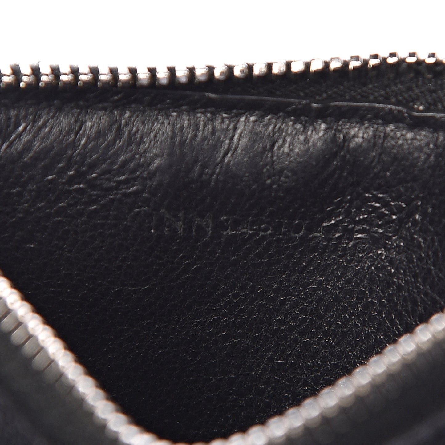 Grained Calfskin 5 Fragments Zip Pouch Card Holder Black