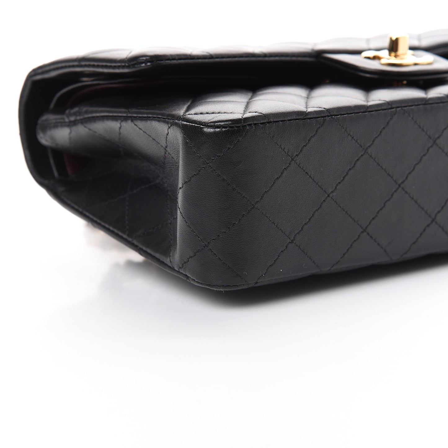 Lambskin Quilted Medium Double Flap Black