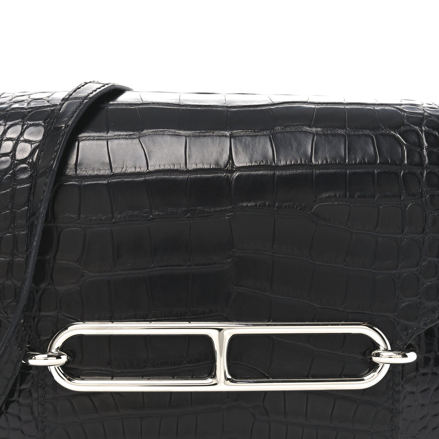 Shiny Alligator Matte Alligator Mini Sac Roulis Black