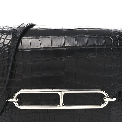 Hermes Shiny Alligator Matte Alligator Mini Sac Roulis Black 7 of 9