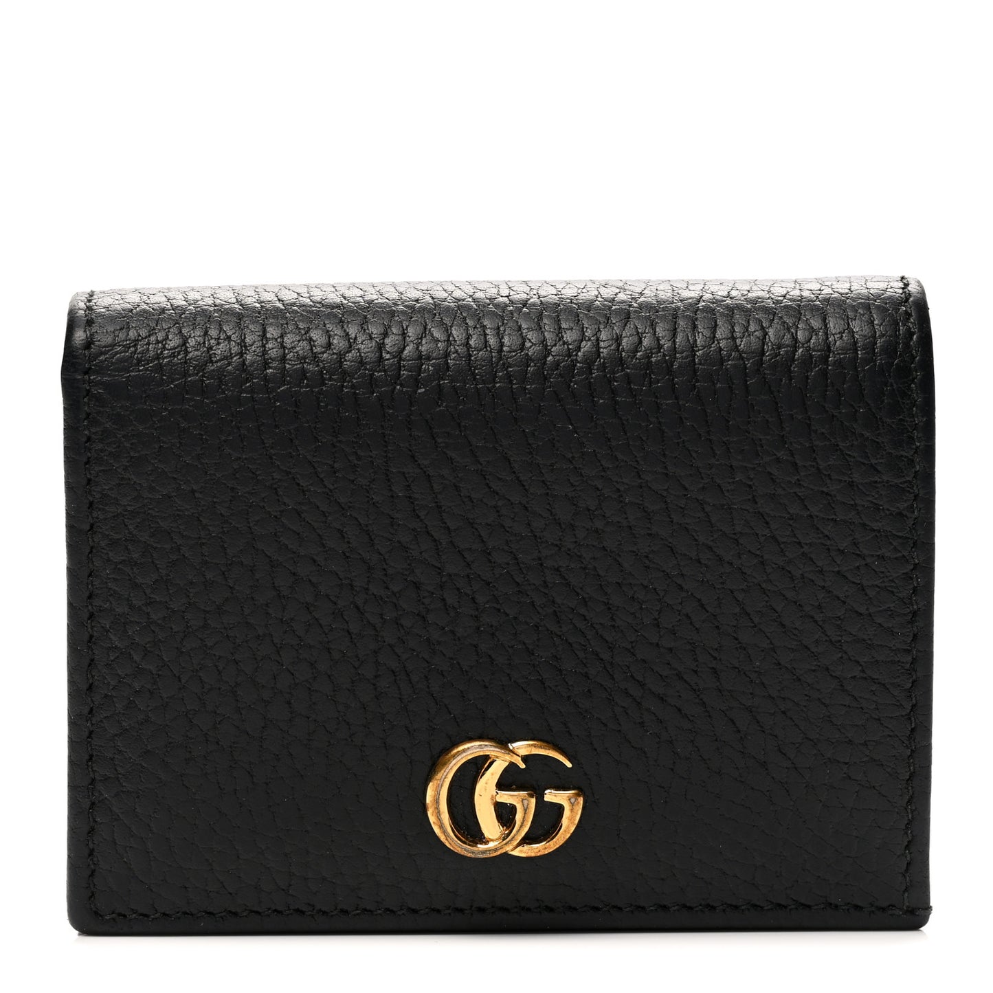 Pebbled Calfskin GG Marmont Card Case Black