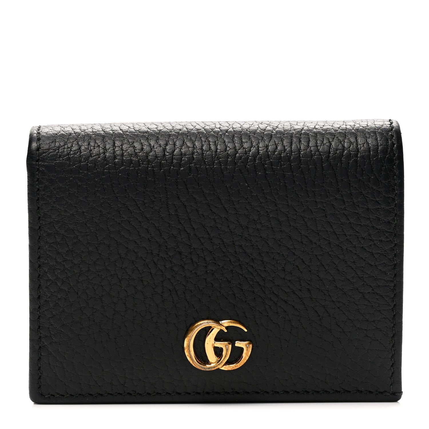 Gucci Pebbled Calfskin GG Marmont Card Case Black 1 of 6
