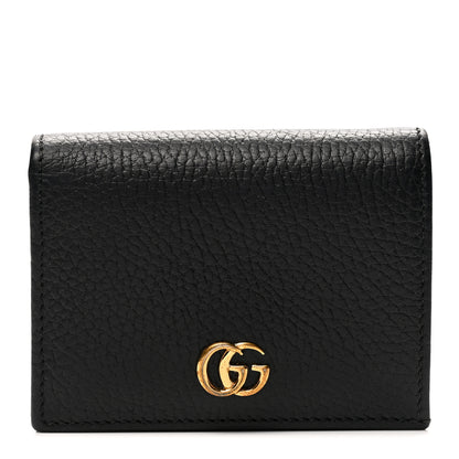 Gucci Pebbled Calfskin GG Marmont Card Case Black 1 of 6