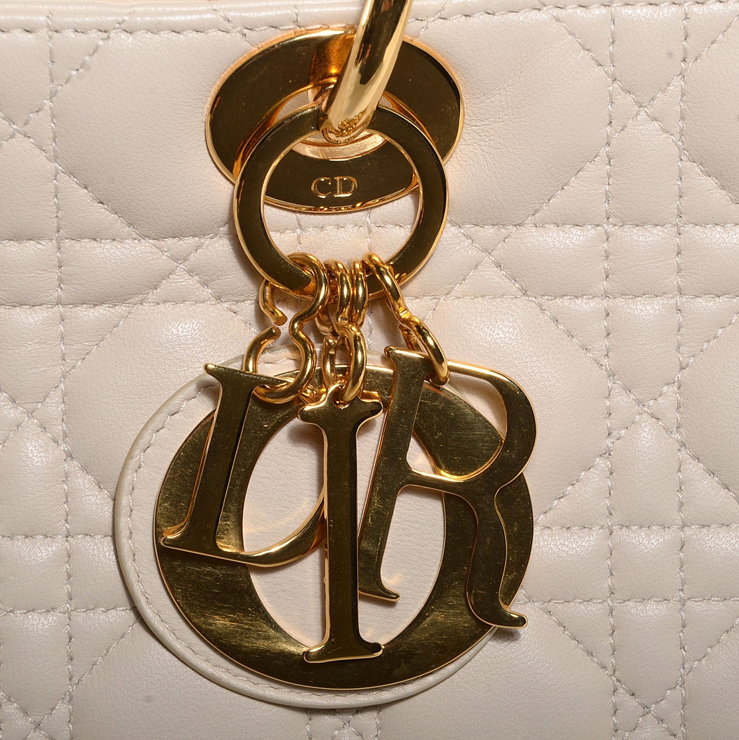 Christian Dior Lambskin Cannage Large Lady Dior Beige 8 of 9