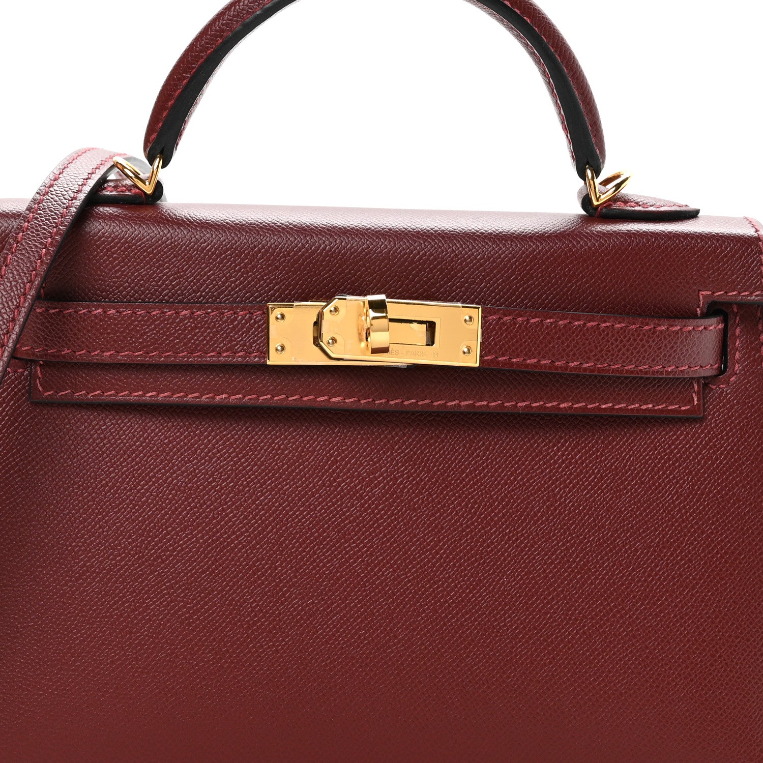 Hermes Madame Calfskin Mini Kelly Sellier 20 Rouge H 8 of 11