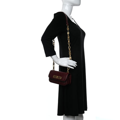 Balenciaga Extra Supple Calfskin Crocodile Embossed Gossip Chain Bag XS Dark Red 2 of 8