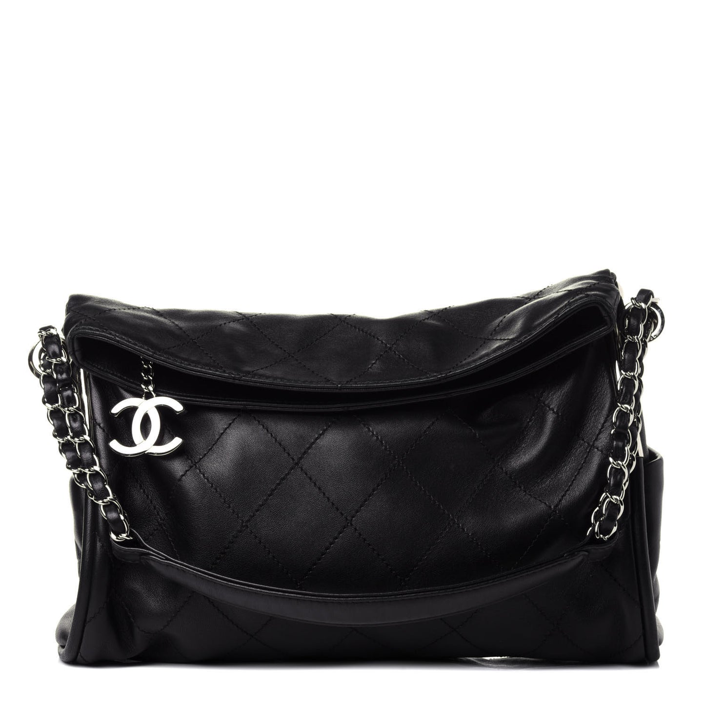 Lambskin Stitched Medium Ultimate Soft Tote Black