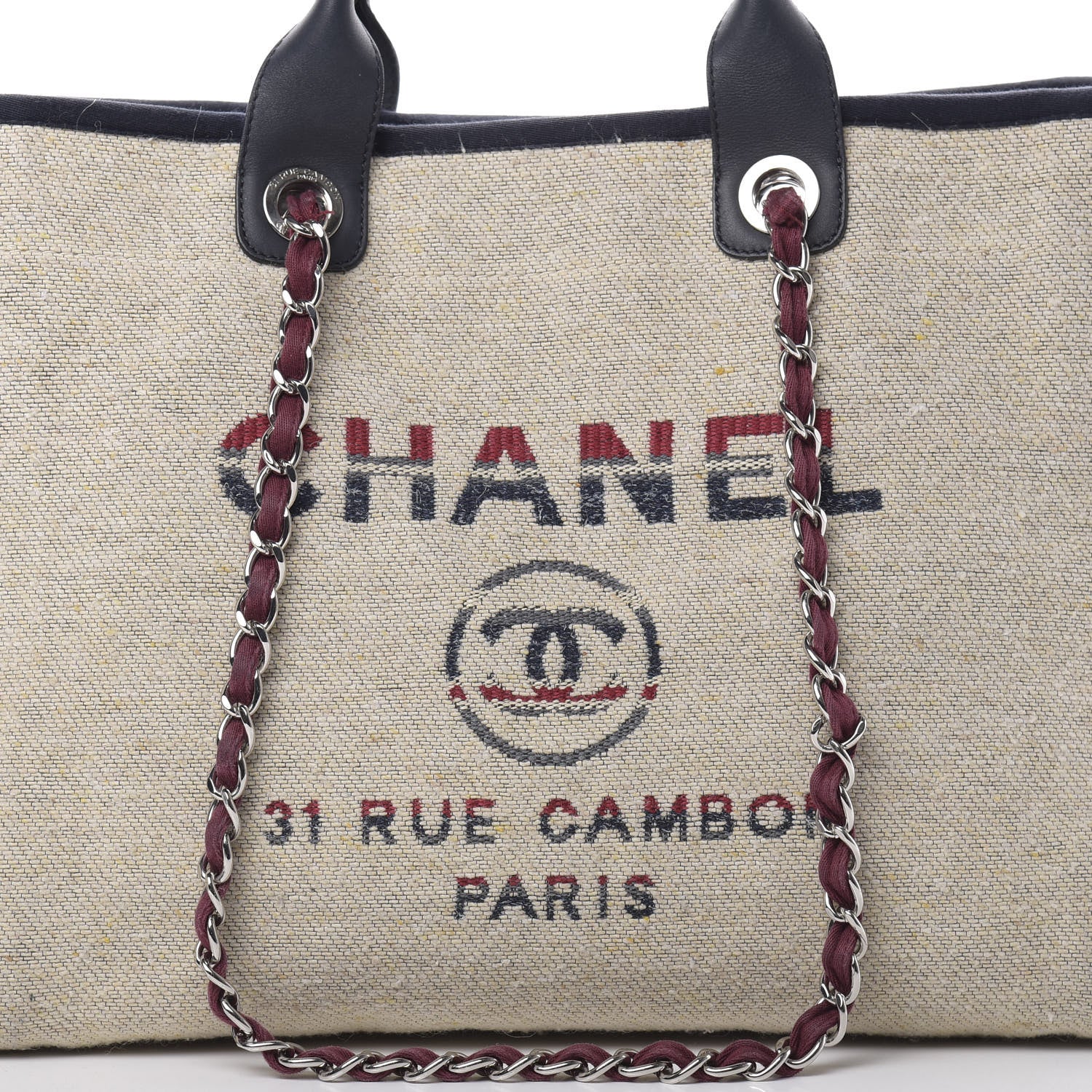 Chanel Striped Canvas Medium Deauville Tote Beige 9 of 13