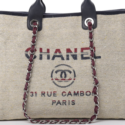 Chanel Striped Canvas Medium Deauville Tote Beige 9 of 13