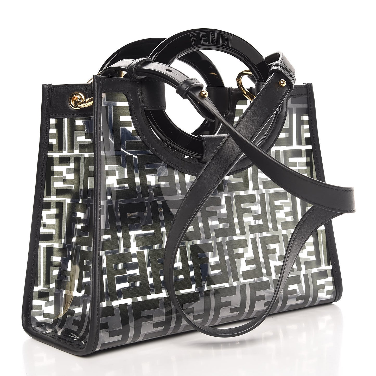 TPU FF Vitello Century Plexiglass Small Runaway Shopper Tote Black