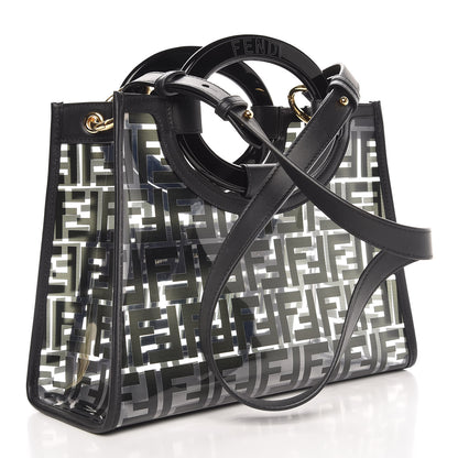 Fendi TPU FF Vitello Century Plexiglass Small Runaway Shopper Tote Black 3 of 7